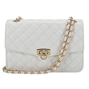 6048 Quilted Shoulder Bag  Medium Flap Crossbody Handbag with Chain Strap